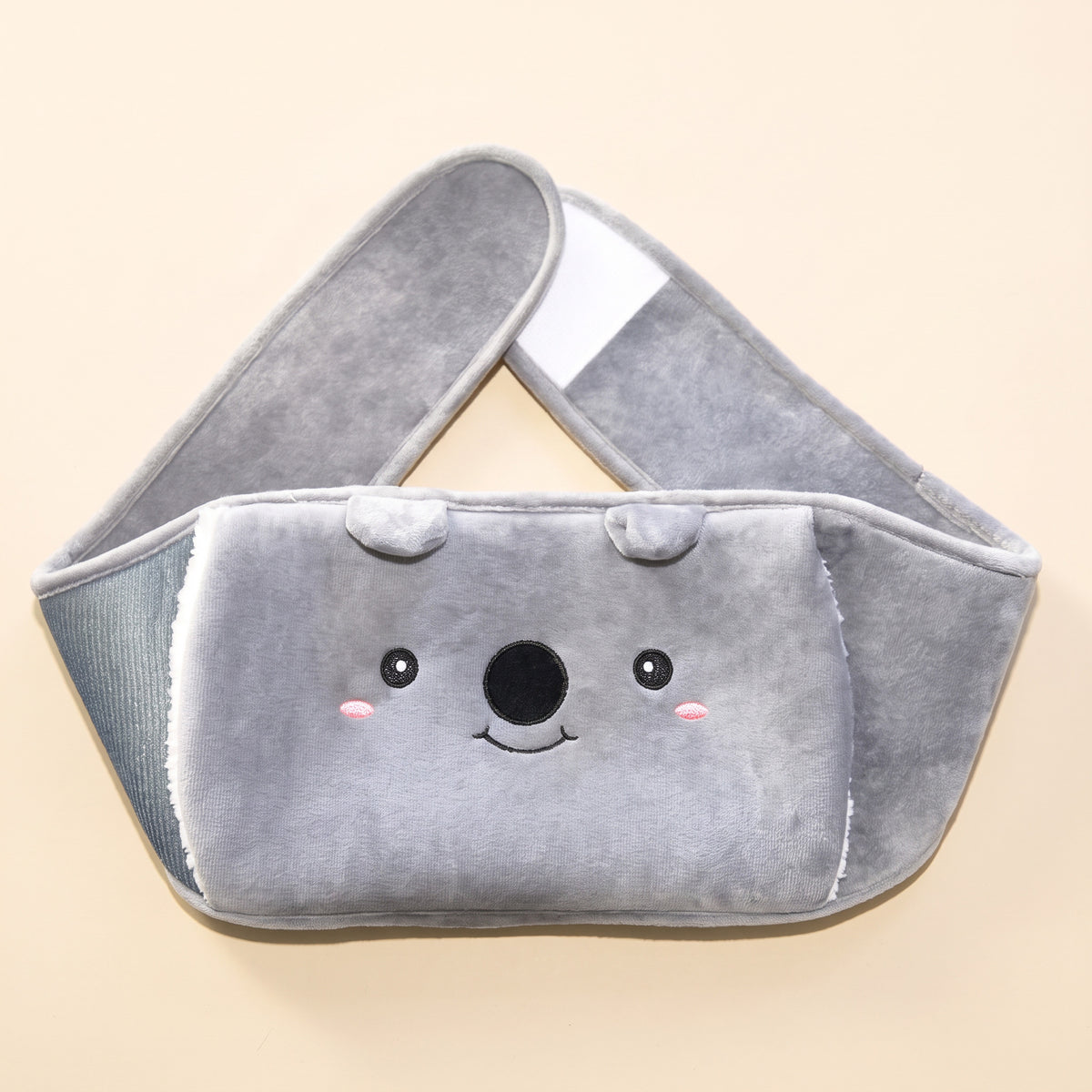 Cinturón de peluche con cara de koala y cierre de velcro