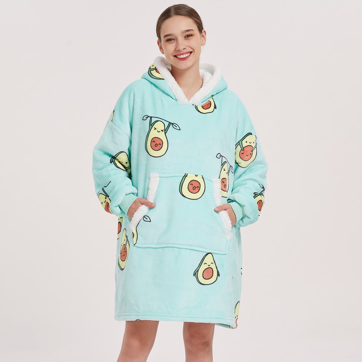 Sudadera manta oversize con capucha, diseño Aguacates mini