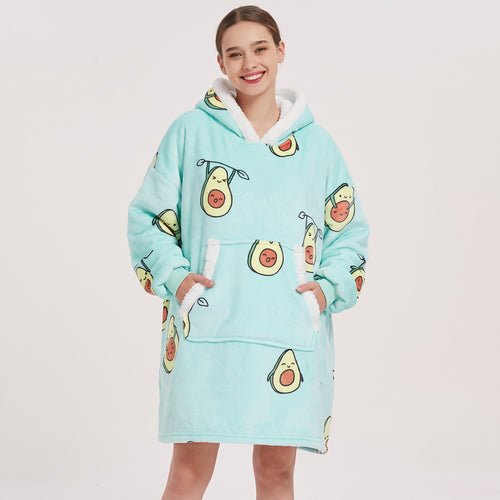 Sudadera manta oversize con capucha, diseño Aguacates mini