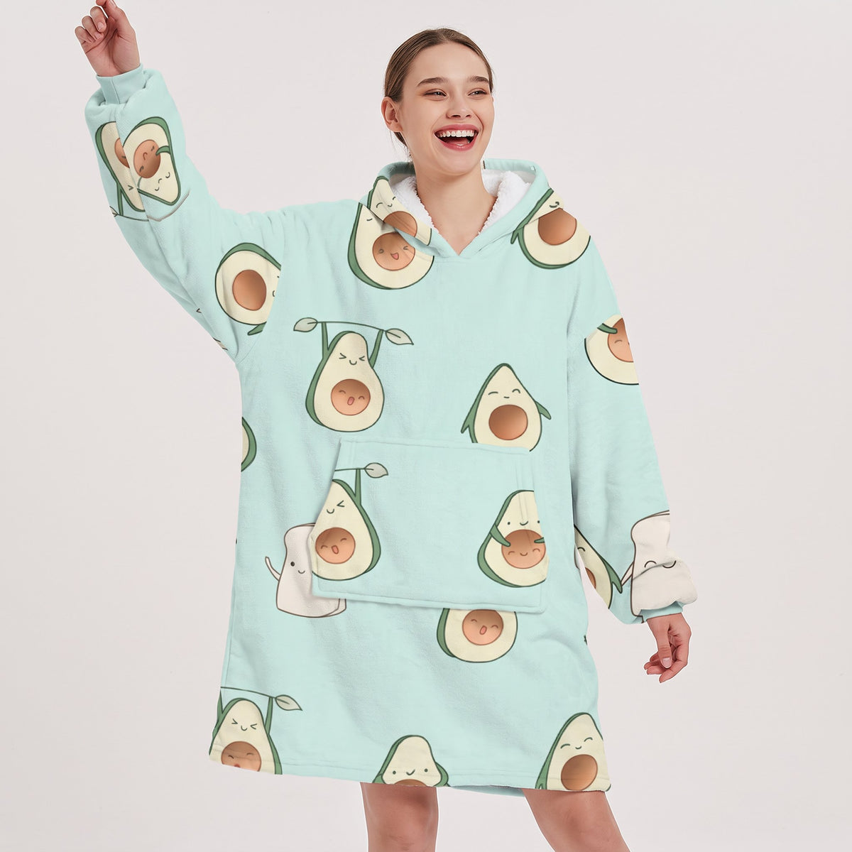 Sudadera manta oversize con capucha, diseño Aguacates