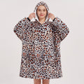 Sudadera manta oversize con capucha, diseño Leopardo blanco