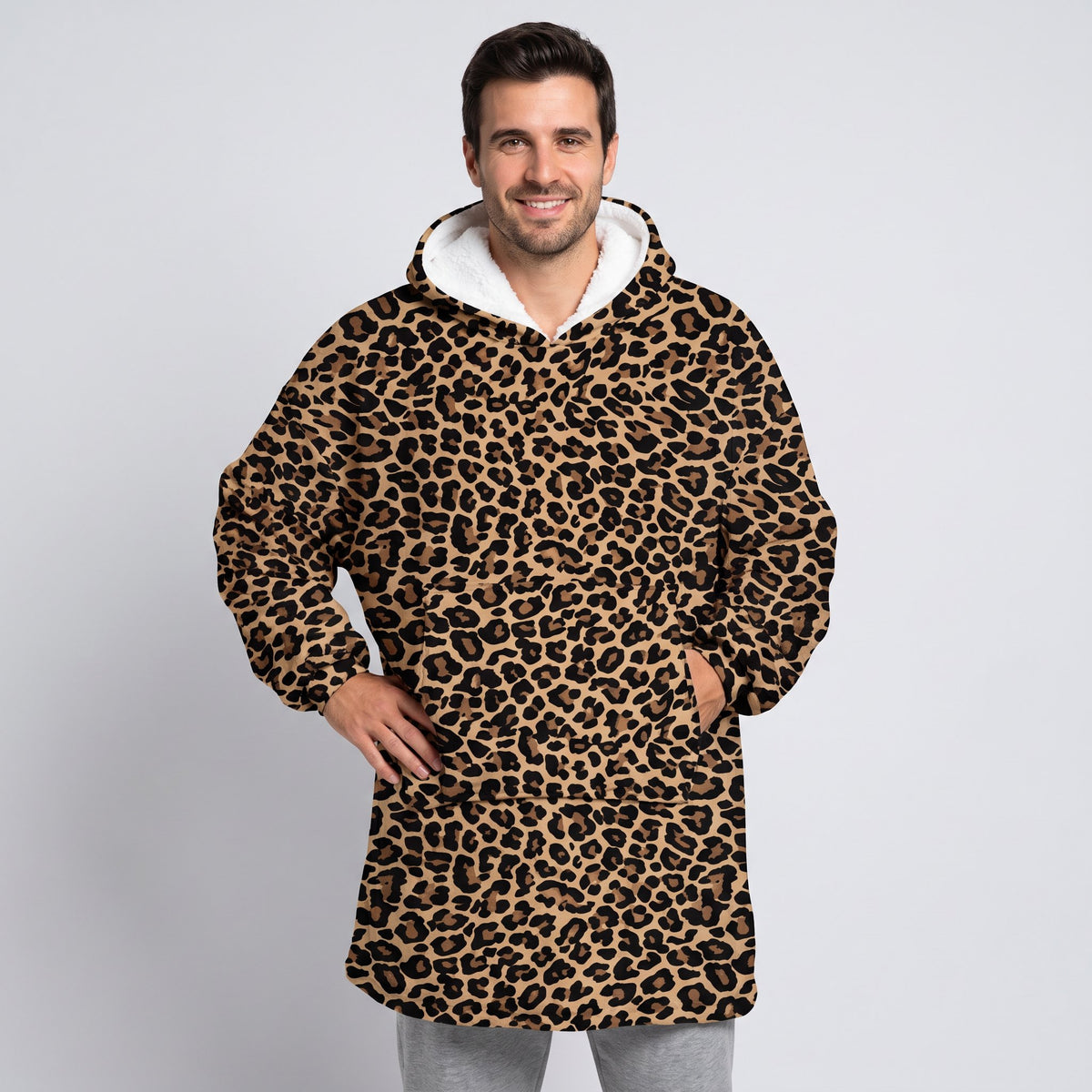 Sudadera manta oversize con capucha, diseño Leopardo