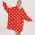 Sudadera manta oversize con capucha, diseño Lunares rojos