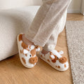 Zapatillas de casa de peluche, vaca marrón